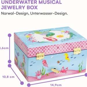 Jewelkeeper Musical Jewelry Box for Girls, Underwater Mermaid Jewelry Boxes, Over The Waves Tune and Spinning Mermaid Doll, Girls Gifts Music Box - 3