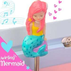 Mermaid Musical Jewelry Box for Girls - Kids Music Box with Drawers, Mermaid Gifts for Girls, Mermaid Jewelry Boxes for Ages 3-10 - 9 x 5 x 9.3 in - 4