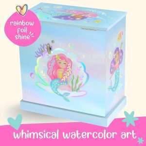 Mermaid Musical Jewelry Box for Girls - Kids Music Box with Drawers, Mermaid Gifts for Girls, Mermaid Jewelry Boxes for Ages 3-10 - 9 x 5 x 9.3 in - 5