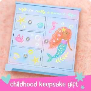Mermaid Musical Jewelry Box for Girls - Kids Music Box with Drawers, Mermaid Gifts for Girls, Mermaid Jewelry Boxes for Ages 3-10 - 9 x 5 x 9.3 in - 7