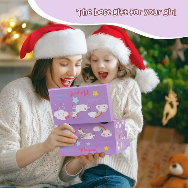 Musical Jewelry Box for Girls 3 Layer Music Box with Drawers Spinning Ballerina Unicorn Design Included Unicorn Jewelry Set Kids Birthday Christmas Gifts for Girls, Purple - 7
