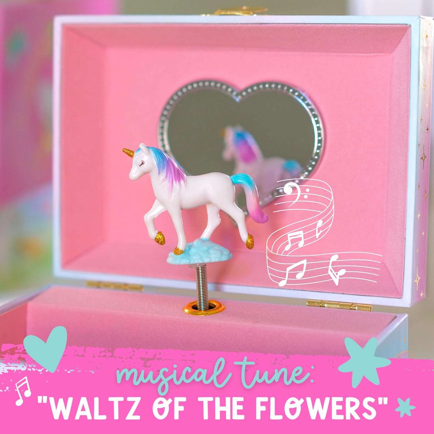 Musical Unicorn Kids Jewelry Box - Girls Jewelry Box with Mirror, Unicorn Toys for Girls Age 4-6 - 3