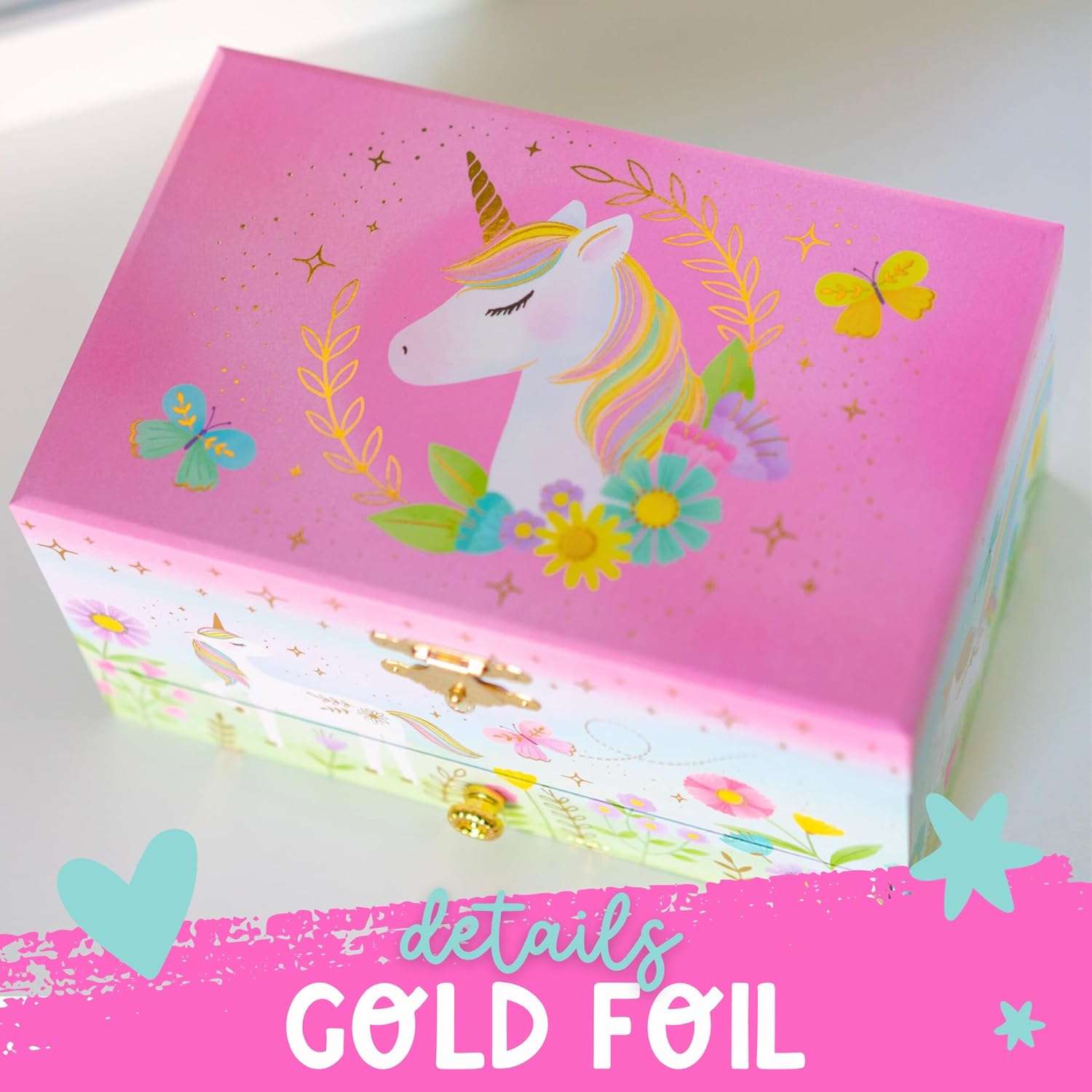 Musical Unicorn Kids Jewelry Box - Girls Jewelry Box with Mirror, Unicorn Toys for Girls Age 4-6 - 6