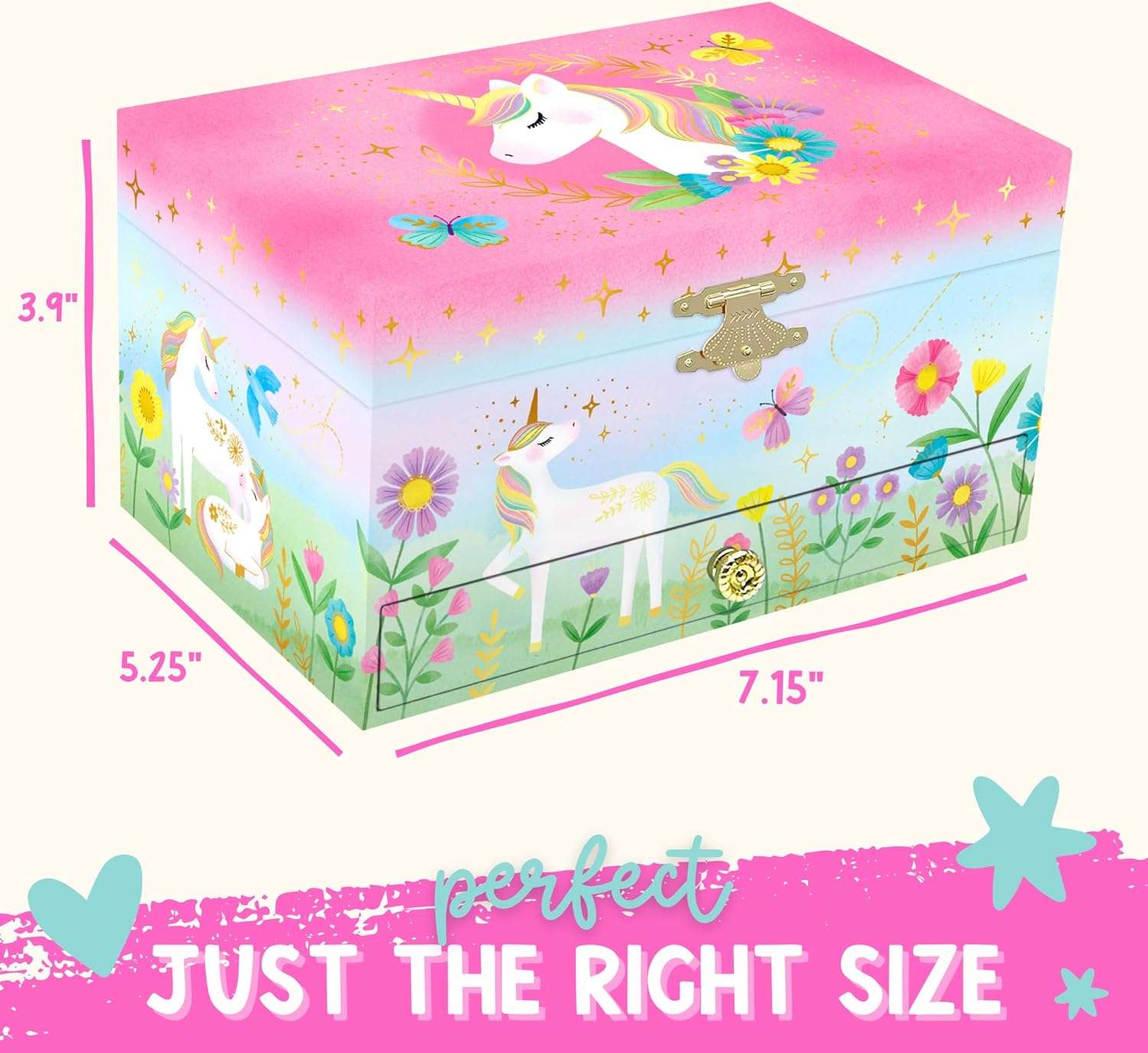 Musical Unicorn Kids Jewelry Box - Girls Jewelry Box with Mirror, Unicorn Toys for Girls Age 4-6 - 7