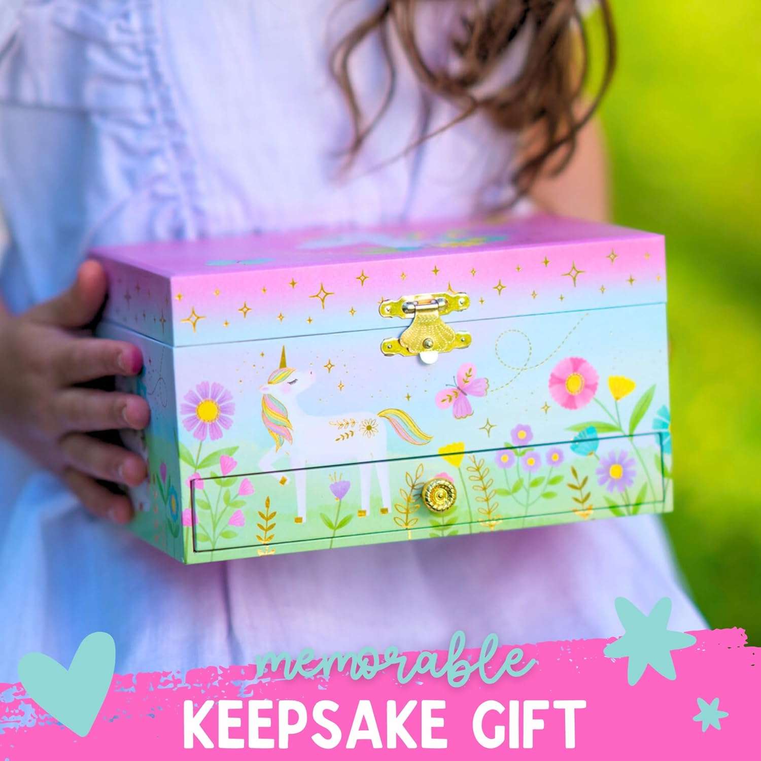 Musical Unicorn Kids Jewelry Box - Girls Jewelry Box with Mirror, Unicorn Toys for Girls Age 4-6 - 8