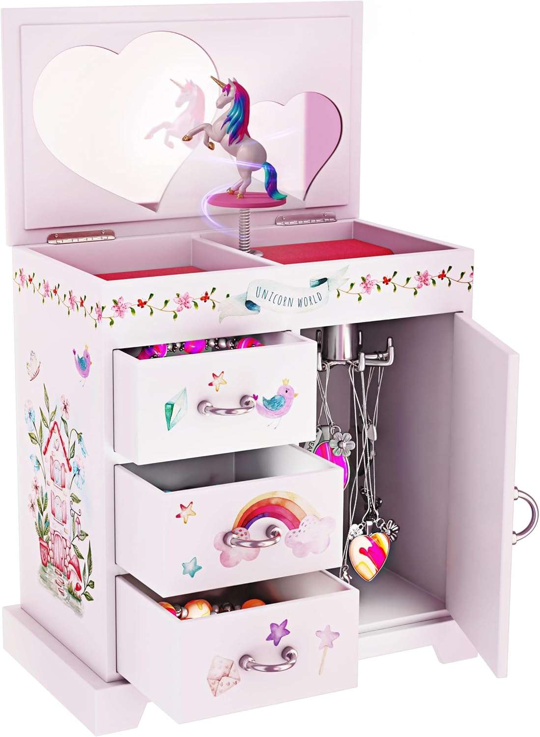Unicorn Musical Jewelry Box for Kids - Unicorn Gifts for Girls, Ages 3-8, Best Princess Room Unicorn Toys Gift for Age 3, 4, 5, 6, 7, 8 Year Old Little Girl - Birthday Present Toy Ideas Music Box - 1