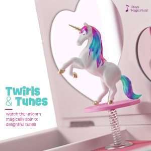 Unicorn Musical Jewelry Box for Kids - Unicorn Gifts for Girls, Ages 3-8, Best Princess Room Unicorn Toys Gift for Age 3, 4, 5, 6, 7, 8 Year Old Little Girl - Birthday Present Toy Ideas Music Box - 4