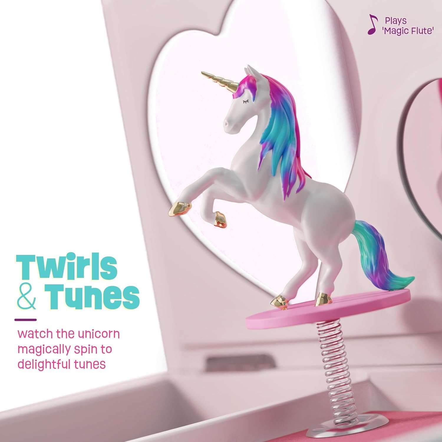 Unicorn Musical Jewelry Box for Kids - Unicorn Gifts for Girls, Ages 3-8, Best Princess Room Unicorn Toys Gift for Age 3, 4, 5, 6, 7, 8 Year Old Little Girl - Birthday Present Toy Ideas Music Box - 4