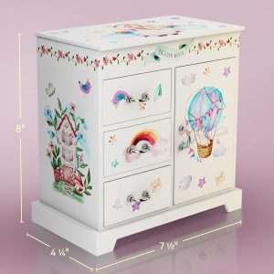 Unicorn Musical Jewelry Box for Kids - Unicorn Gifts for Girls, Ages 3-8, Best Princess Room Unicorn Toys Gift for Age 3, 4, 5, 6, 7, 8 Year Old Little Girl - Birthday Present Toy Ideas Music Box - 7