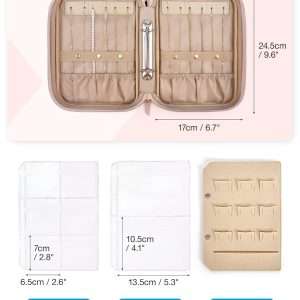 BAGSMART Jewelry Travel Organizer Case for Home Jewelry Organizer Storage Ring Binder Jewelry Bags Clear Jewelry Rolls Zipper Pouch Bag for Necklaces, Earrings, Rings, Bracelets, Pink - 4