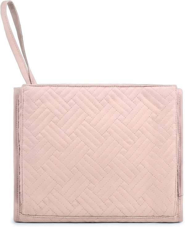 BAGSMART Travel Hanging Jewelry Organizer Case Foldable Jewelry Roll with Hanger for Journey Rings, Necklaces, Bracelets, Earrings, Soft Pink - 7