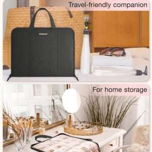 BAGSMART Travel Jewelry Organizer Case Portable Jewelry Roll Bag Tangle-free Necklace Storage Foldable Transparent Pockets for Earrings Rings Bracelet Travel Essentials Black - 6