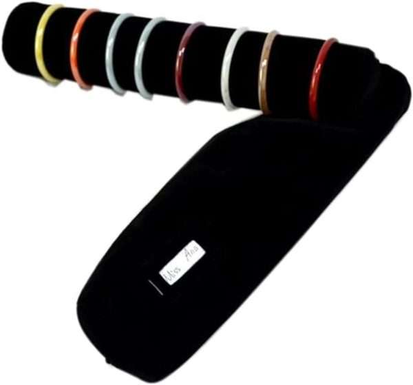 Bracelet Bangle Watch Roll Travel Pouch Jewelry Organizer, Black Gray Velvet Portable Zipper Pouch with Removable Roll Insert for Standard Size - 1