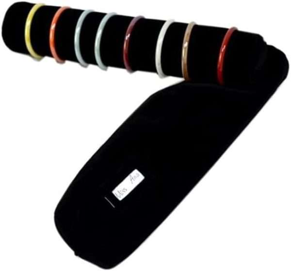 Bracelet Bangle Watch Roll Travel Pouch Jewelry Organizer, Black Gray Velvet Portable Zipper Pouch with Removable Roll Insert for Standard Size - 2