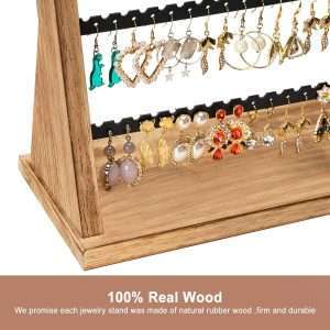 Earring Holder Organizer, Rustic Wood Earring Holder Stand, 5 Layer Jewelry Holder Organizer with 270 Earring Tree Holes Display Rack for Stud Earings & Hoop Earrings, Gifts for Women - 6
