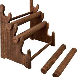 Ikee Design Antique Wooden 4 Tier Jewelry Bracelet Display Stand Bangle Scrunchie Organizer Holder for Store, Showcase and Home Storage, 12 W x 9 D x 14 H in, Brown Color - 6