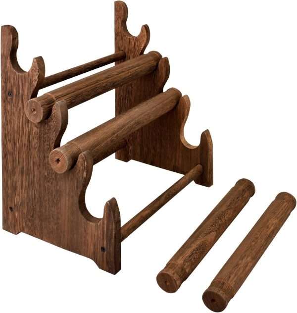 Ikee Design Antique Wooden 4 Tier Jewelry Bracelet Display Stand Bangle Scrunchie Organizer Holder for Store, Showcase and Home Storage, 12 W x 9 D x 14 H in, Brown Color - 6