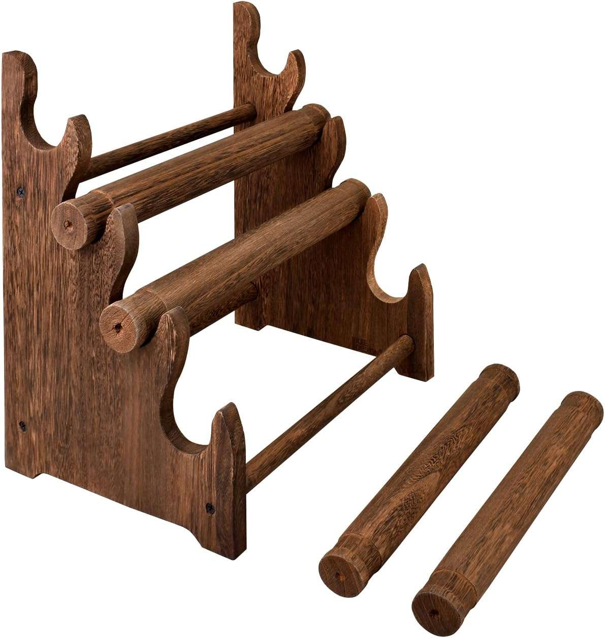 Ikee Design Antique Wooden 4 Tier Jewelry Bracelet Display Stand Bangle Scrunchie Organizer Holder for Store, Showcase and Home Storage, 12 W x 9 D x 14 H in, Brown Color - 6