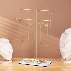 Necklace Stand Aesthetic Necklace Holder- Metal Necklace Organizer for Home Decor, Gold - 2