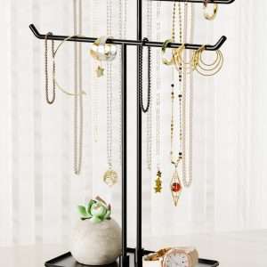 Necklace Stand- Black Metal Necklace Organizer for Home Decor - 1