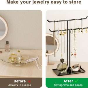 Necklace Stand- Black Metal Necklace Organizer for Home Decor - 4