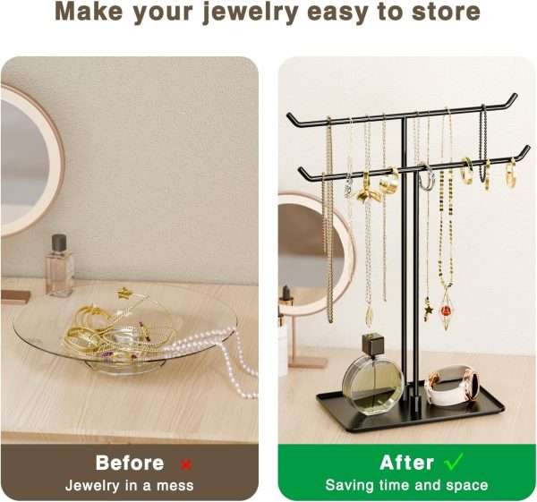 Necklace Stand- Black Metal Necklace Organizer for Home Decor - 4