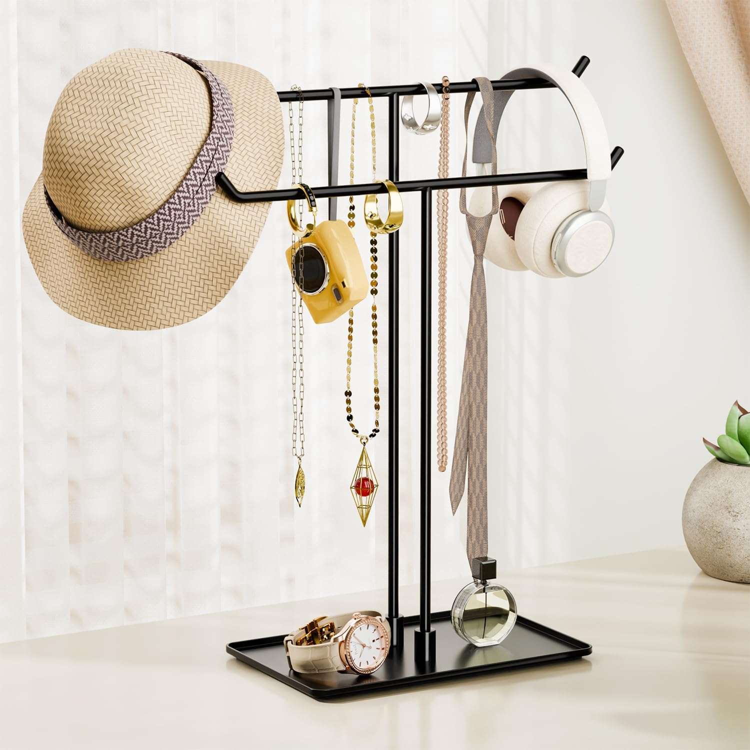 Necklace Stand- Black Metal Necklace Organizer for Home Decor - 6