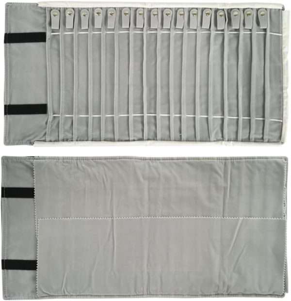 Portable Jewelry Roll Untangled Secure Necklace Travel Storage Bag Displays Holder 16 Chain (Black and Gray) - 3