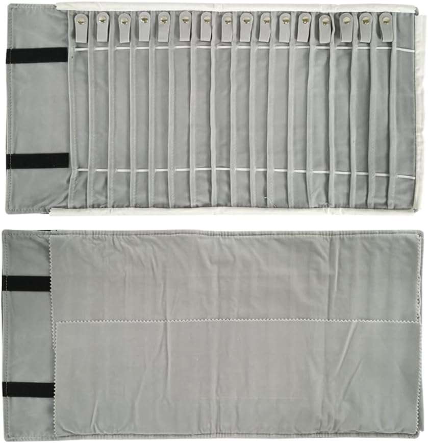 Portable Jewelry Roll Untangled Secure Necklace Travel Storage Bag Displays Holder 16 Chain (Black and Gray) - 3