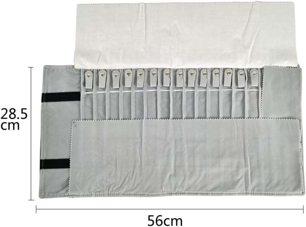 Portable Jewelry Roll Untangled Secure Necklace Travel Storage Bag Displays Holder 16 Chain (Black and Gray) - 8