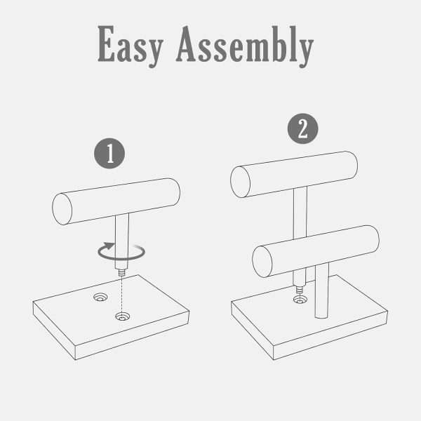 ProCase Bracelet Holder Display Bracelet Organizer, Wooden Bracelet Stand for Selling, T-bar Bangle Storage Rack Wood Watch Display Tower for Business - 2 Tier, Brown - 6