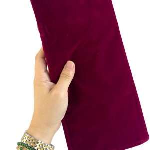 Velvet Jewelry Case Roll Bag for Necklace Bracelet Earrings Rings Multi-compartments, Great Jewelry Organizer for Travel, Burgundy - 11