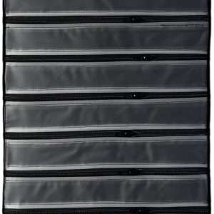 Velvet Travel Jewelry Case Roll Bag Organizer for Necklace, 9 Zipped Grids, Black - 4
