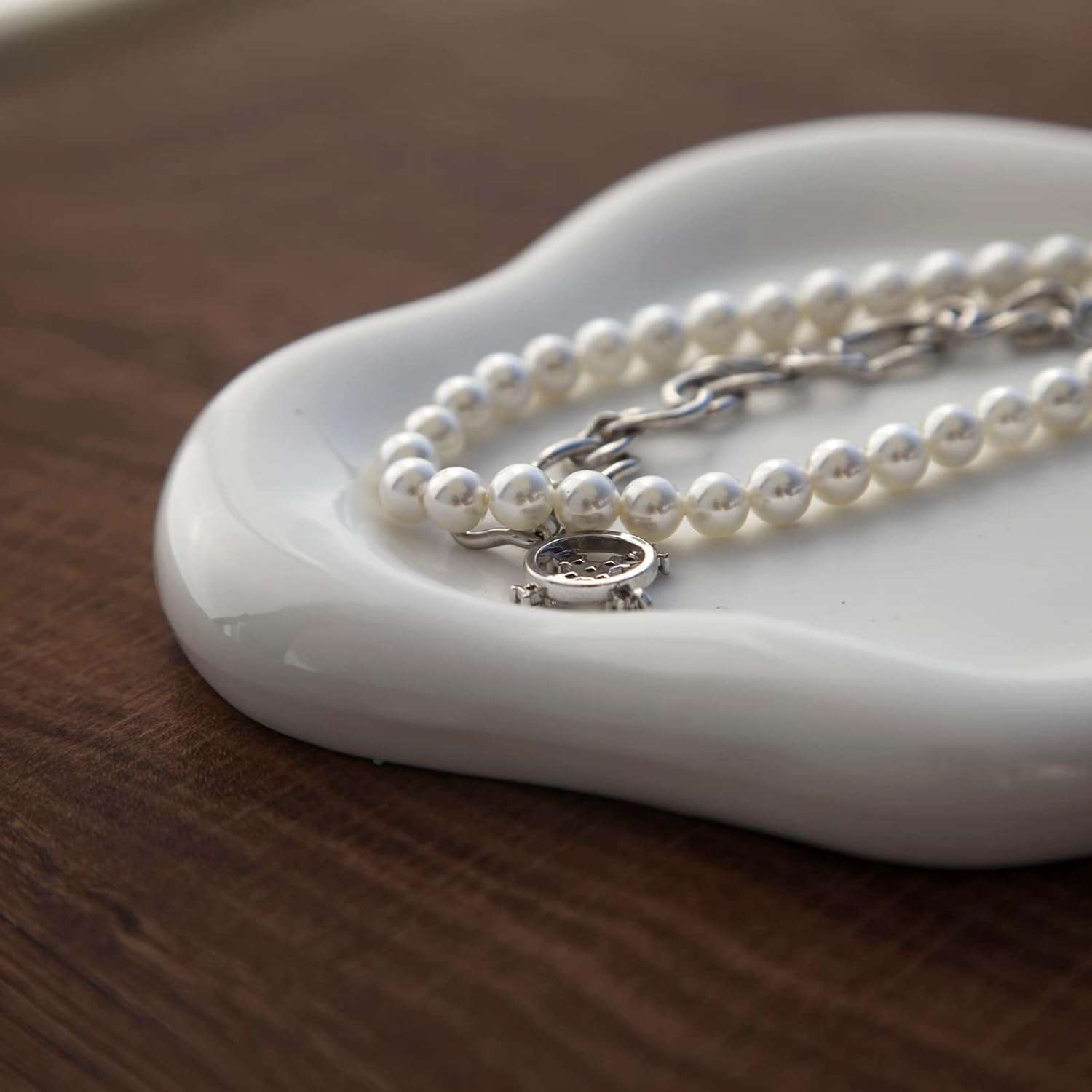 Jewelry Dish Trinket Tray for Women, Ring Dish Holder, Unique Cloud Shape Ceramic Plate Cute Things Vanity Aesthetic Room Decor Mother's Day Birthday Christmas Warm House Gifts - 8