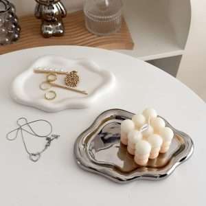 Jewelry Dish Trinket Tray for Women, Ring Dish Holder, Unique Cloud Shape Ceramic Plate Cute Things Vanity Aesthetic Room Decor Mother's Day Birthday Christmas Warm House Gifts - 9