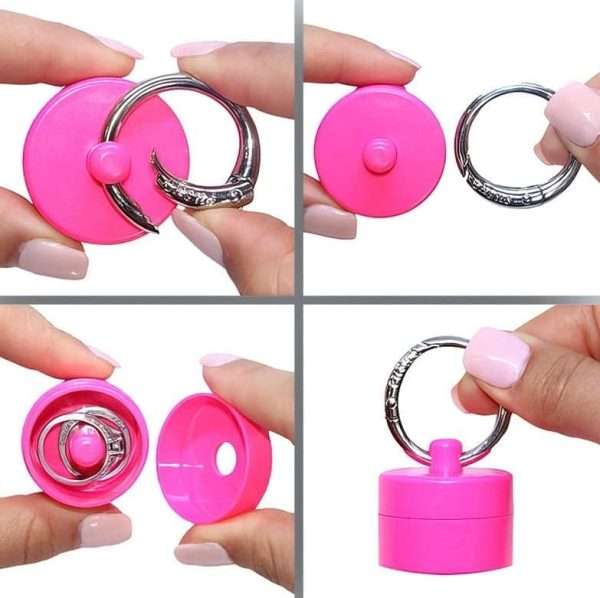 Lion Latch Travel Jewelry Box Case, Ring Holder on Shark Tank - Ring Holder for Women Girls with Keychain, Small Jewelry Organizer Boxes, Portable Ring Keeper Key Chain, Jewelry Storage Case - 2