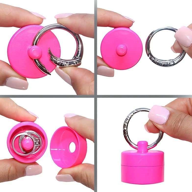 Lion Latch Travel Jewelry Box Case, Ring Holder on Shark Tank - Ring Holder for Women Girls with Keychain, Small Jewelry Organizer Boxes, Portable Ring Keeper Key Chain, Jewelry Storage Case - 2