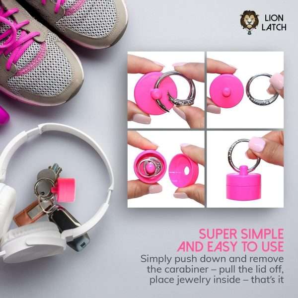 Lion Latch Travel Jewelry Box Case, Ring Holder on Shark Tank - Ring Holder for Women Girls with Keychain, Small Jewelry Organizer Boxes, Portable Ring Keeper Key Chain, Jewelry Storage Case - 3
