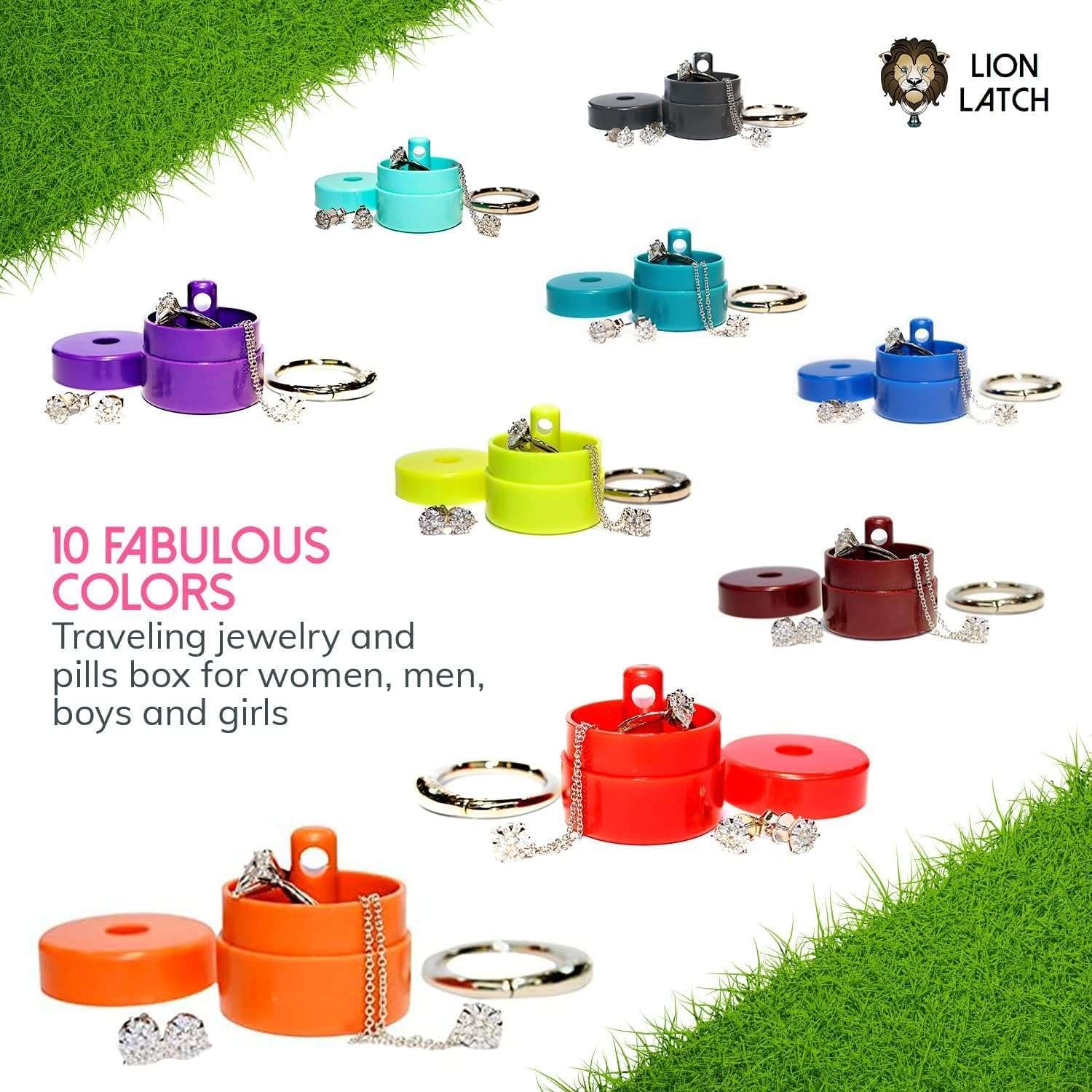 Lion Latch Travel Jewelry Box Case, Ring Holder on Shark Tank - Ring Holder for Women Girls with Keychain, Small Jewelry Organizer Boxes, Portable Ring Keeper Key Chain, Jewelry Storage Case - 4
