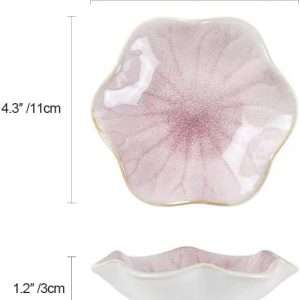 Lotus Leaf Shape Decorative Ring Tray, Small Key Bowl, Ceramic Trinket Tray Jewelry Dish Organizing Necklace Earrings, Home Decoration for Mom Best Friend Sister, Pink. - 7