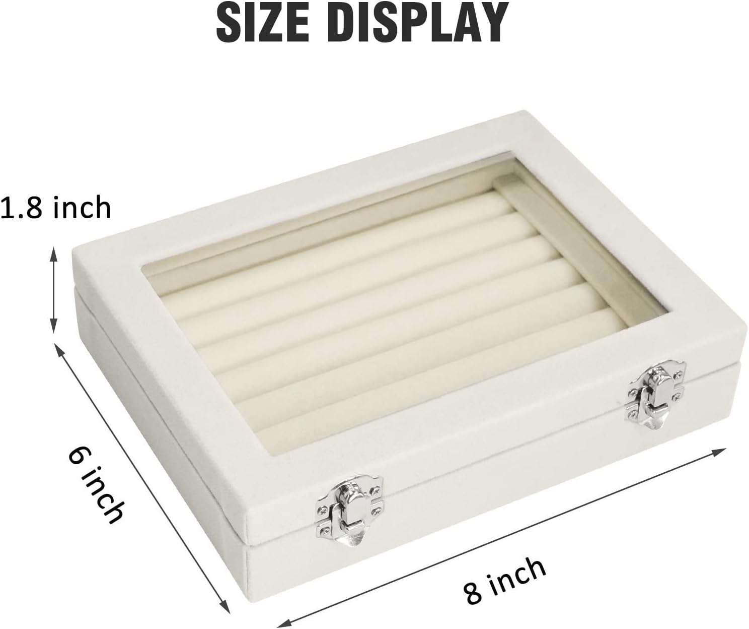 Rings Organizer Tray 7 Slots Velvet Jewelry Earring Storage Box with Transparent lid Jewelry Display Case for Girls Wife Mom Women - 2