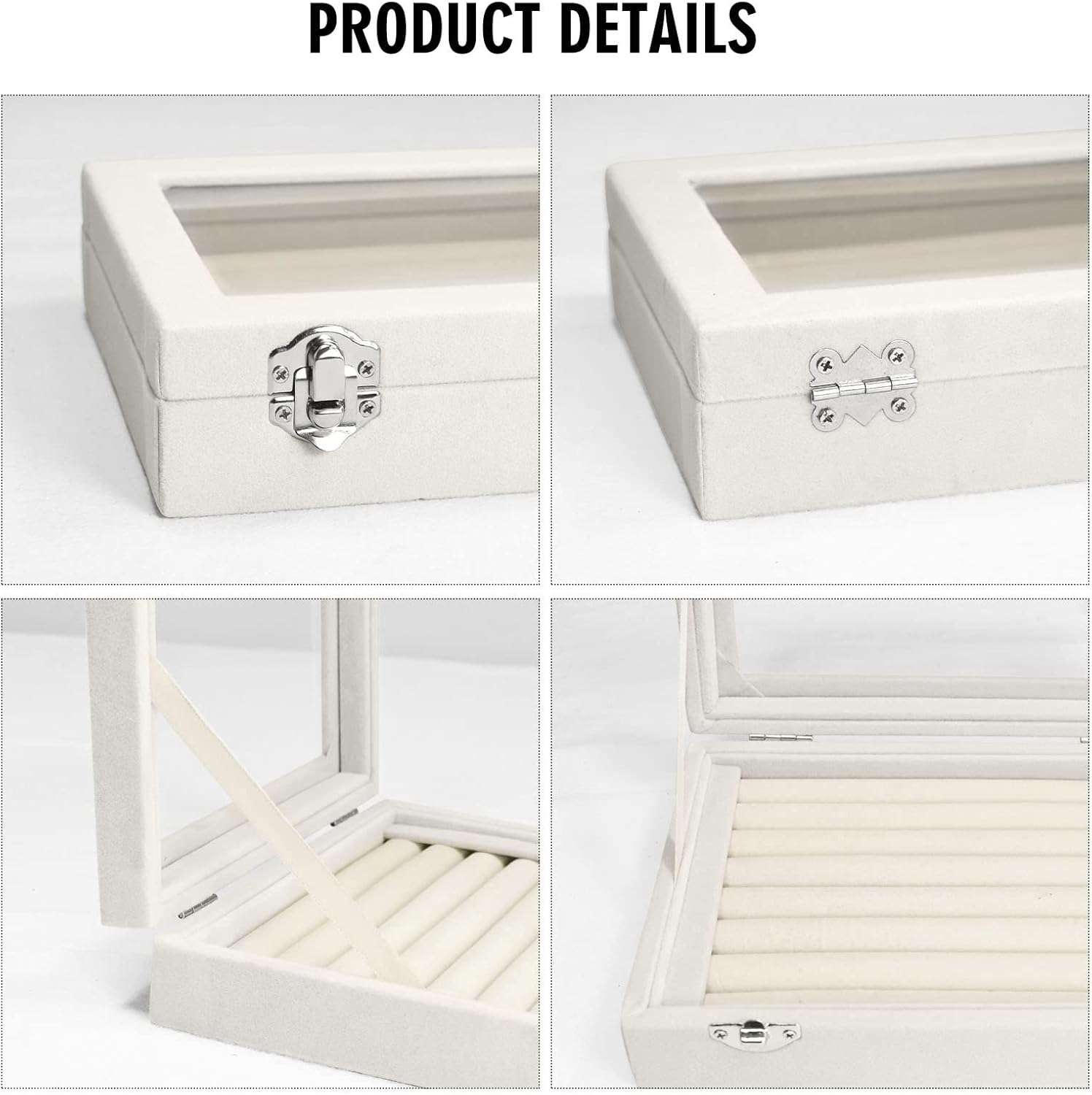 Rings Organizer Tray 7 Slots Velvet Jewelry Earring Storage Box with Transparent lid Jewelry Display Case for Girls Wife Mom Women - 4