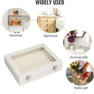 Rings Organizer Tray 7 Slots Velvet Jewelry Earring Storage Box with Transparent lid Jewelry Display Case for Girls Wife Mom Women - 6