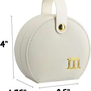 COLLECTIVE HOME - Travel Jewelry Case, Elegant Half-Moon Design with Gold Monogram, Detachable Handle, Personalized Accessory Organizer, Gift for Fashion-Forward Women and Teens (m) - 3