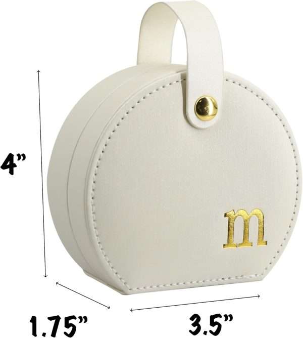 COLLECTIVE HOME - Travel Jewelry Case, Elegant Half-Moon Design with Gold Monogram, Detachable Handle, Personalized Accessory Organizer, Gift for Fashion-Forward Women and Teens (m) - 3