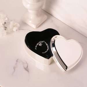 Cherished Moments Personalized Heart Jewelry Keepsake Box with Custom Engraved Cross and Name for First Communion Gift for Girls, Silver Toned - 3