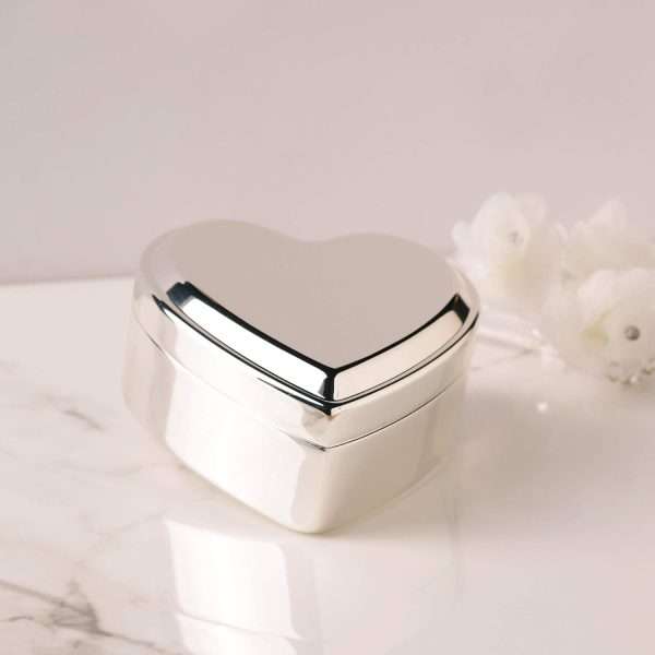 Cherished Moments Personalized Heart Jewelry Keepsake Box with Custom Engraved Cross and Name for First Communion Gift for Girls, Silver Toned - 4