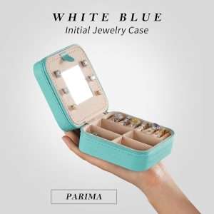 Parima Gifts List 2025 Ideas - Personalized Initial Travel Jewelry Case, 4 5 6 7 8 9 10 11 12 Year Old Girl Birthday Gifts for Daughter Granddaughter - Letter E, Aqua Blue - 3