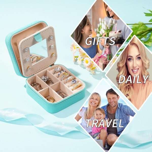 Parima Gifts List 2025 Ideas - Personalized Initial Travel Jewelry Case, 4 5 6 7 8 9 10 11 12 Year Old Girl Birthday Gifts for Daughter Granddaughter - Letter E, Aqua Blue - 7