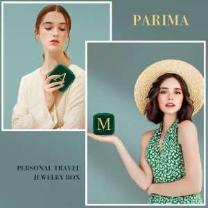 Parima Gifts for Her - Gifts for Women, Plush Velvet Travel Jewelry Case, Small Jewelry Box, Birthday Gift for Women Her, Personalized Gifts - Letter A, Green - 2